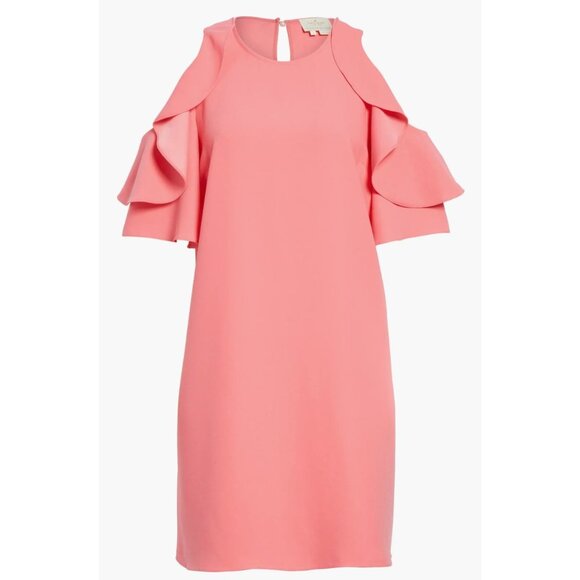 Kate Spade Cold Shoulder Shift Dress Petunia Pink Coral‎ Size Large Summer Party - Picture 5 of 12